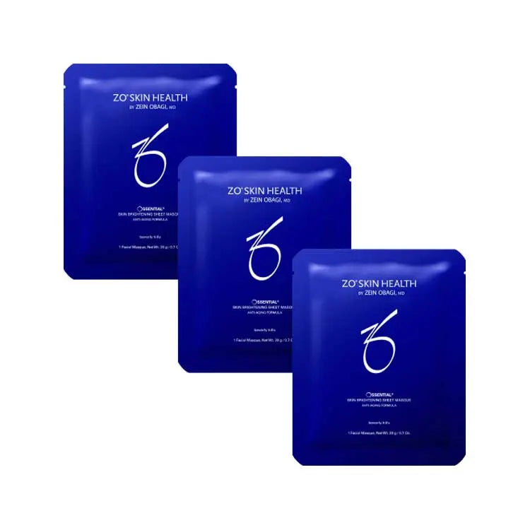 ZO Skin Health Brightening Sheet Masque 3-pak – lysnende ansigtsmaske til glød og jævn hudtone